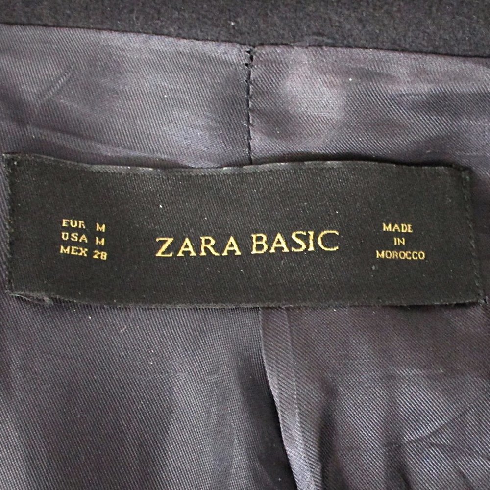 Zara Basic Funnel Neck Black Coat Medium - image 8